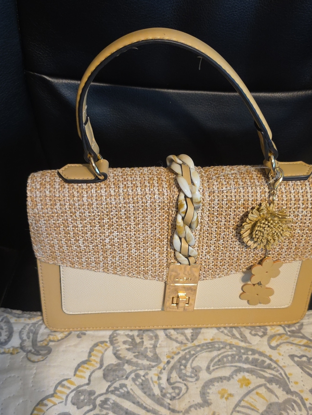 Aldo Beige Woven Top-Handle Women’s Handbag NWOT